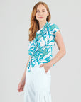 Drape Neck Loop Front Top - Paradise Petal