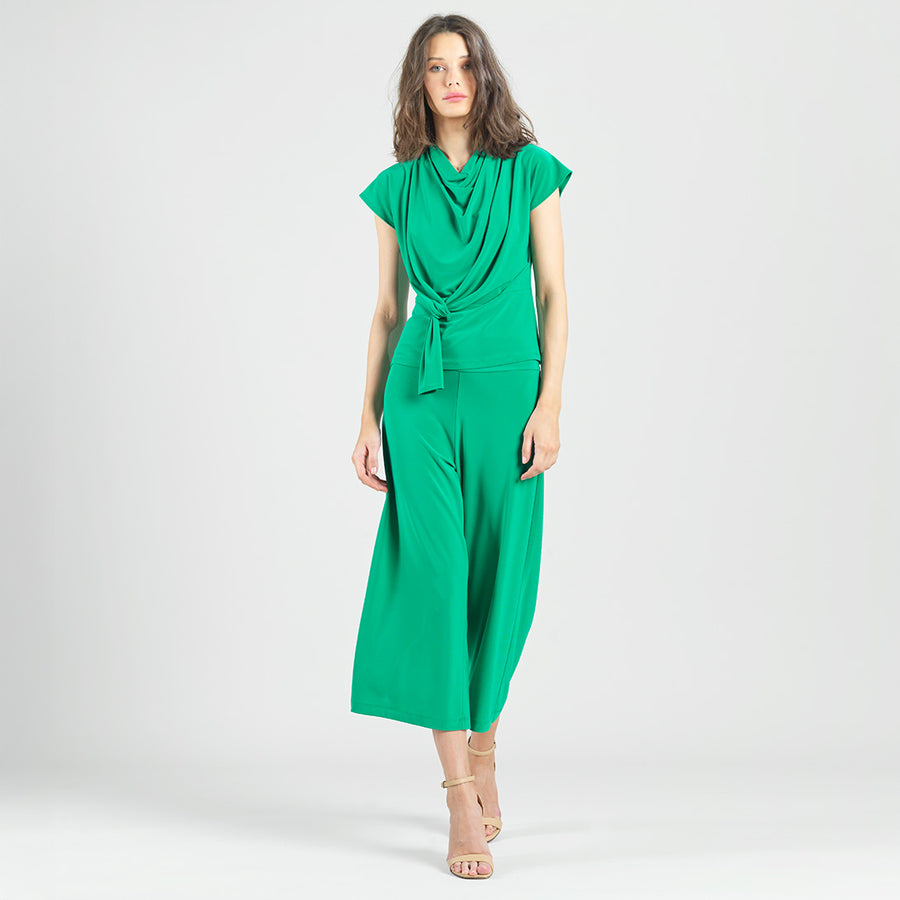 Drape Neck Loop Front Top - Emerald