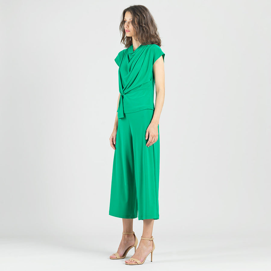 Drape Neck Loop Front Top - Emerald