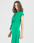 Drape Neck Loop Front Top - Emerald