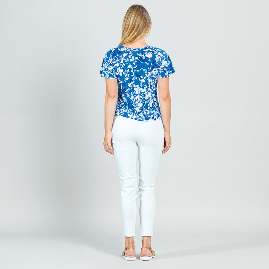 Side Cinched Flounce Sleeve Top - Floral Blossom - Final Sale!