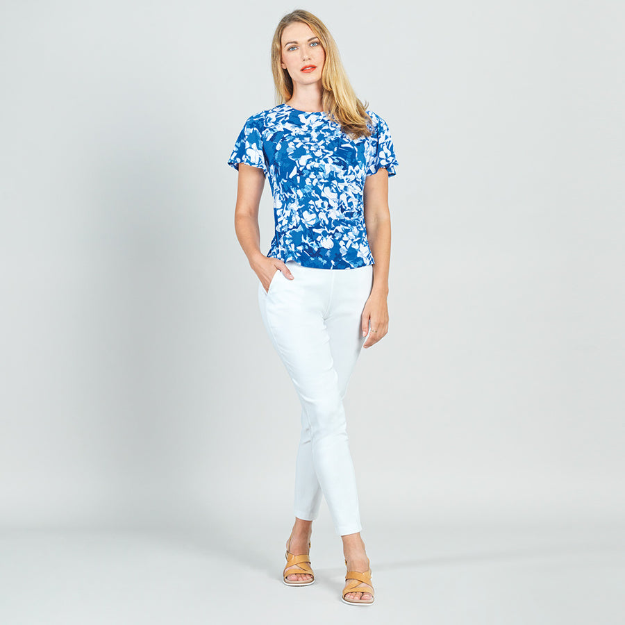 Side Cinched Flounce Sleeve Top - Floral Blossom - Final Sale!