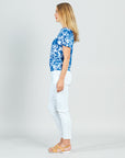 Side Cinched Flounce Sleeve Top - Floral Blossom - Final Sale!