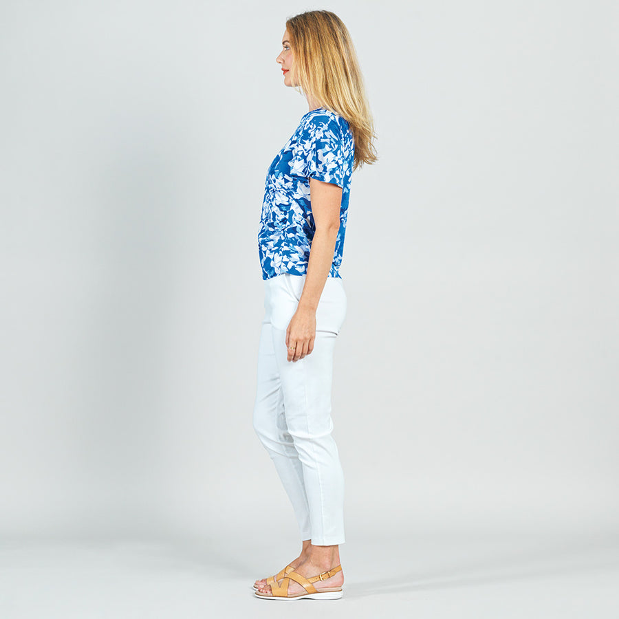 Side Cinched Flounce Sleeve Top - Floral Blossom - Final Sale!