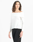 Ultra Cozy - Ruched Off-Shoulder Sweater Top - Ivory - Limited Sizes - LRG, XL, 1X