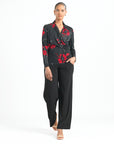 V-Neck Draped Pleat Top - Polka Poppy