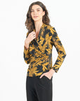 V-Neck Draped Pleat Top - Baroque Paisley