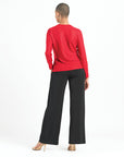 Glimmer Speck - V-Neck Center Front Tie Top - Red