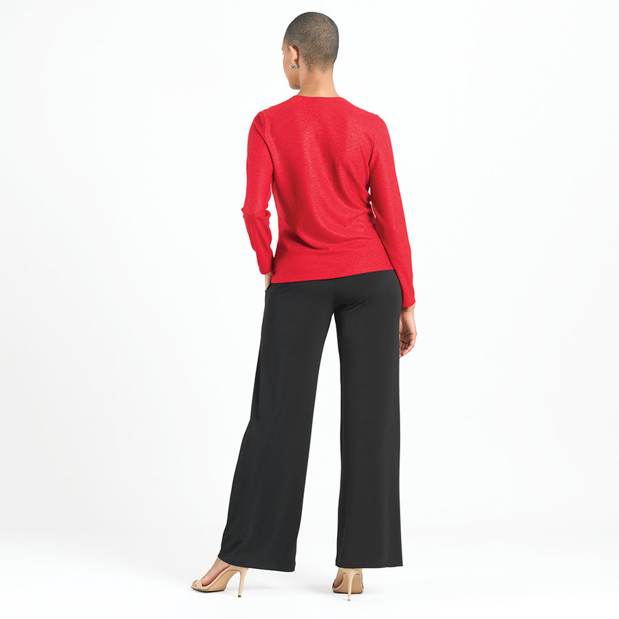 Glimmer Speck - V-Neck Center Front Tie Top - Red