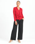 Glimmer Speck - V-Neck Center Front Tie Top - Red