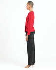 Glimmer Speck - V-Neck Center Front Tie Top - Red