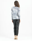 Cozy Shimmer Texture - Dolman Sleeve Sweater Top - Snow Leopard