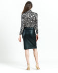 Crushed Silk Knit - Mock Neck Pleated Detail Top - Cheetah Spot - Final Sale!