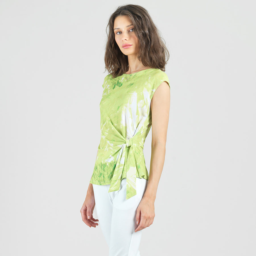 Slant Sleeve Side Tie Top - Floral Citrus