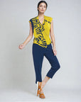 Crossover Faux Wrap Top - Track Line-Yellow - Final Sale!