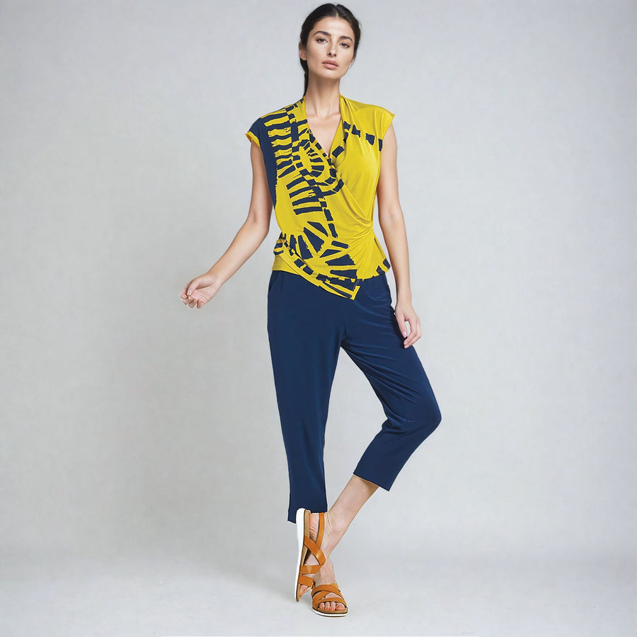 Crossover Faux Wrap Top - Track Line-Yellow - Final Sale!