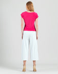 Slant Sleeve Side Tie Top - Hot Pink