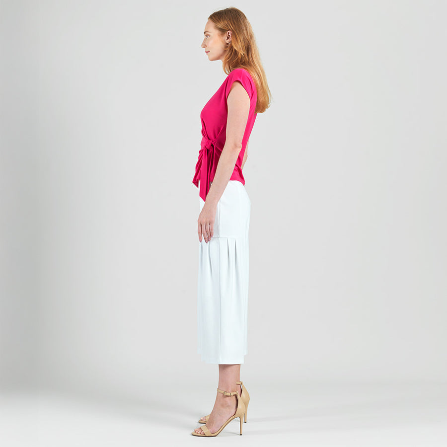 Slant Sleeve Side Tie Top - Hot Pink