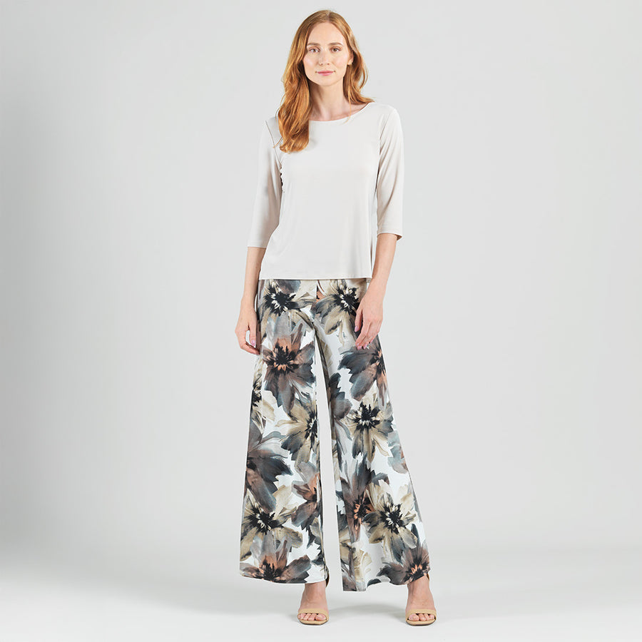 Gauze Knit - Palazzo Pant - Petal Whisper