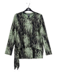 Crinkle Pleat - Blouson Overlay Side Tie Detail Top - Water Ripple-Olive