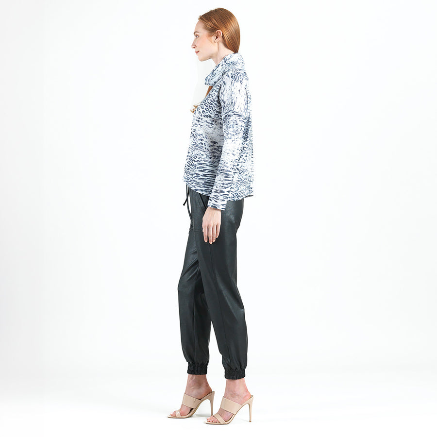 Cozy Shimmer Texture - Tipped Hem Sweater Top - Snow Leopard - Limited Sizes!