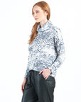 Cozy Shimmer Texture - Tipped Hem Sweater Top - Snow Leopard - Final Sale!