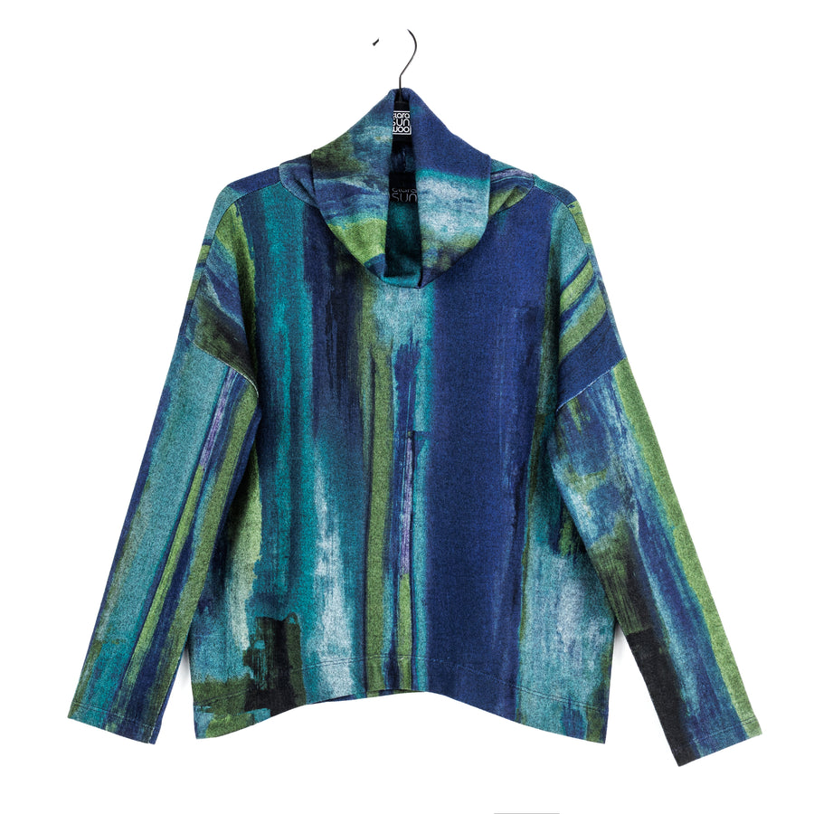 Lightweight Cozy - Tipped Hem Sweater Top - Paint Stroke