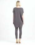 Rayon-Ponte Knit - Architectural Tunic Pocket Dress - Mocha