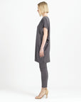 Rayon-Ponte Knit - Architectural Tunic Pocket Dress - Mocha