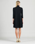 Mock Neck Cut Out Tunic Dress - Black - Final Sale!