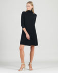 Mock Neck Cut Out Tunic Dress - Black - Final Sale!