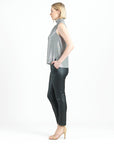 Glimmer Lamé - Sleeveless Pleated Detail Tank - Silver - Limited Sizes!