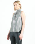 Glimmer Lamé - Sleeveless Pleated Detail Tank - Silver - Limited Sizes!