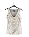 Shimmer Foil Lamé - Cowl Neck Draped Tank - Champagne - Limited Sizes - XS, XL