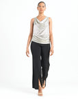 Shimmer Foil Lamé - Cowl Neck Draped Tank - Champagne - Limited Sizes - XS, XL