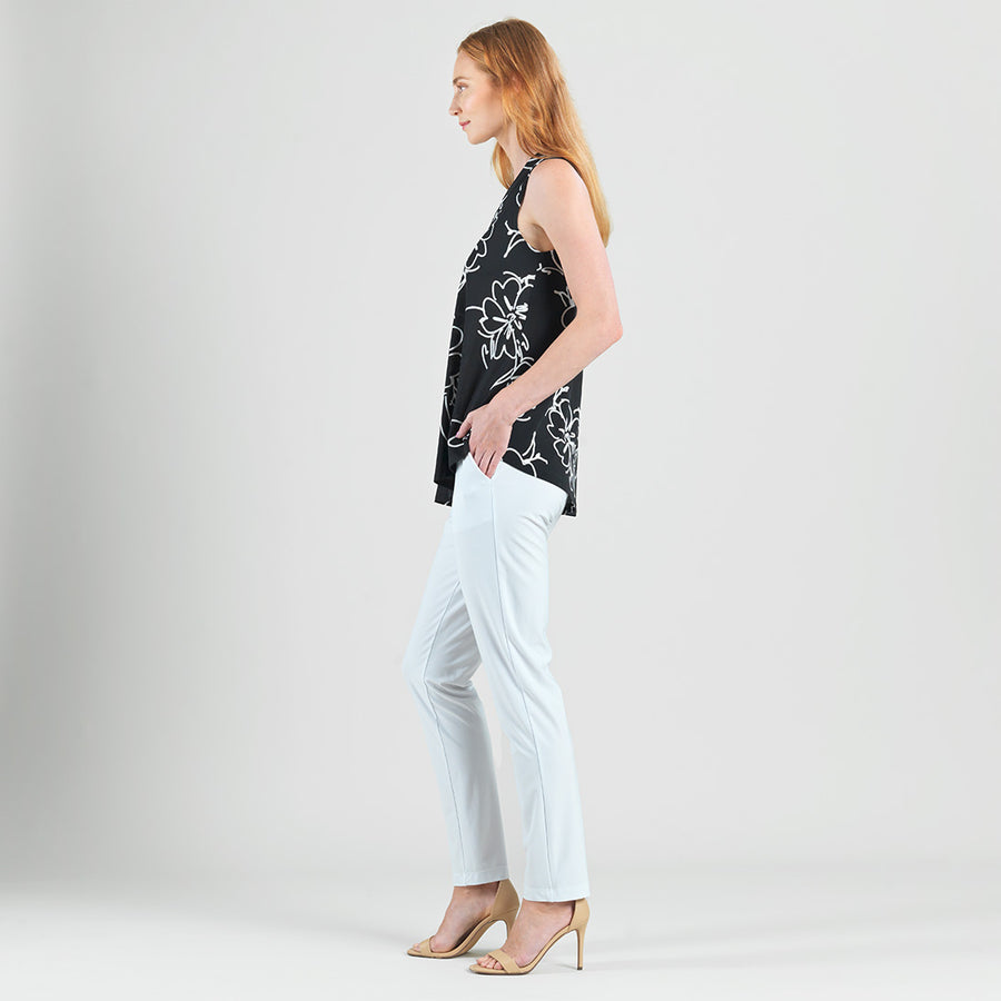 Crepe Knit - Asymmetrical Tunic Tank - Blossom Sketch