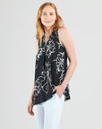 Crepe Knit - Asymmetrical Tunic Tank - Blossom Sketch