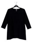 Side Vent Kerchief Hem Tunic - Black