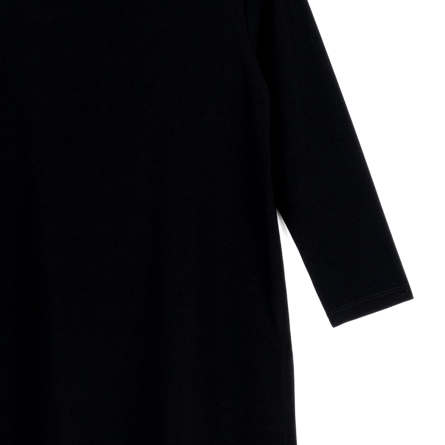 Side Vent Kerchief Hem Tunic - Black