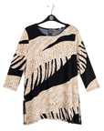 Side Vent Kerchief Hem Tunic - Safari Patch