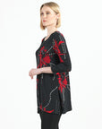 Side Vent Kerchief Hem Tunic - Polka Poppy