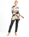 Side Vent Kerchief Hem Tunic - Safari Patch