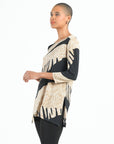 Side Vent Kerchief Hem Tunic - Safari Patch