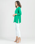 Side Vent Kerchief Hem Tunic - Emerald