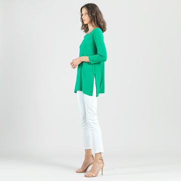 Side Vent Kerchief Hem Tunic - Emerald