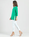 Side Vent Kerchief Hem Tunic - Emerald