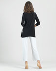 Side Vent Kerchief Hem Tunic - Black