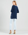 Side Vent Kerchief Hem Tunic - Navy