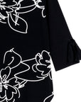 Crepe Knit - Tie Cuff Curved Hem Tunic - Blossom Sketch