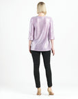 Glitter Foil - Pearl Cuff Asymmetrical Reverse Hi-Low Tunic - Pink